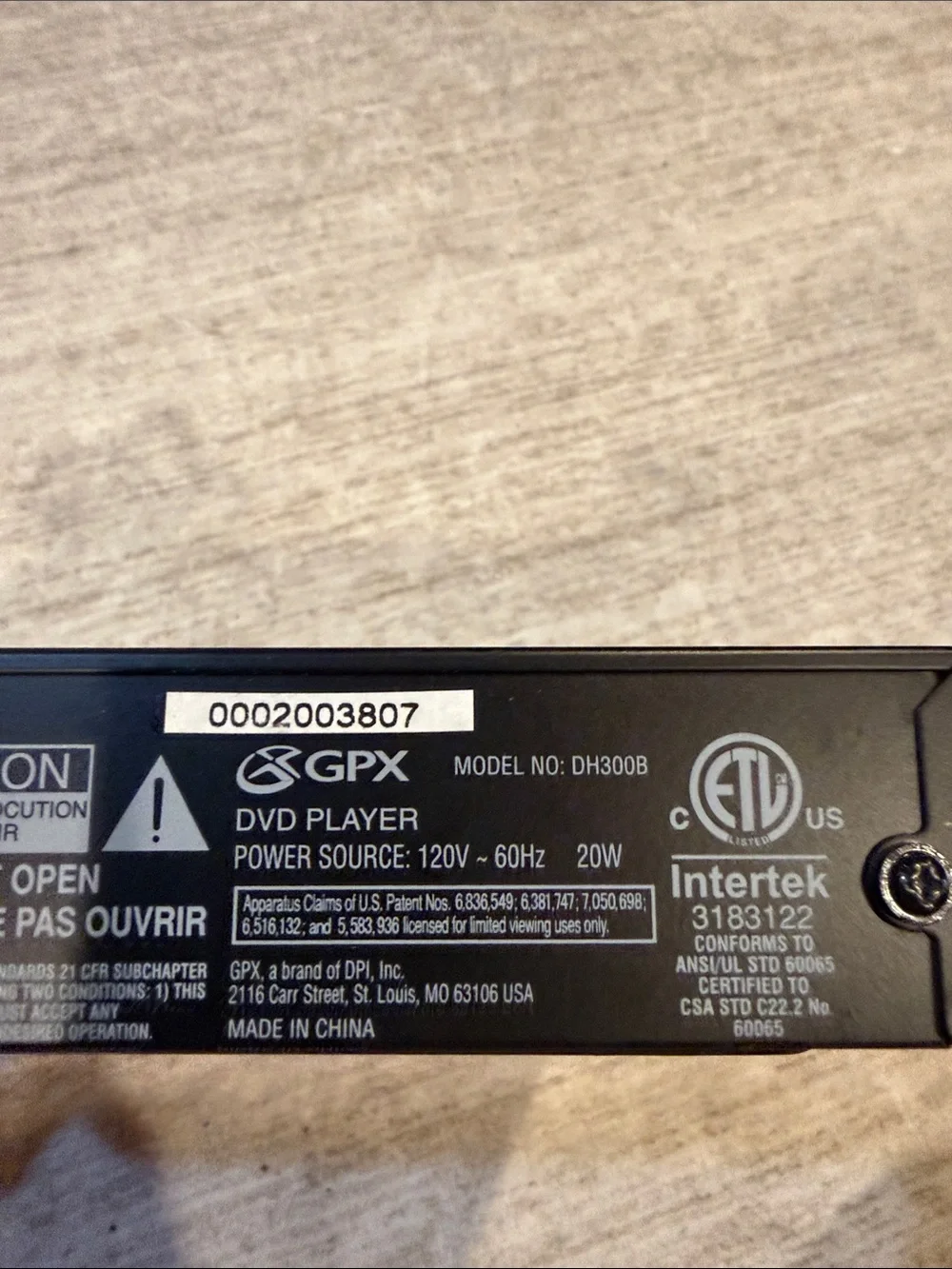 GPX Black DVD Player - Compact Electronics Video Device